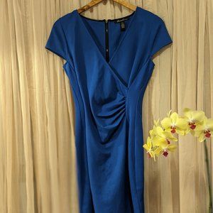 Kenneth Cole | Royal Blue V-neck Ruched Dress